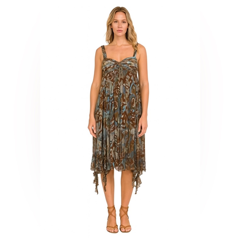 Alberto Makali Brown & Blue Printed Midi Dress - Picture 5 of 5